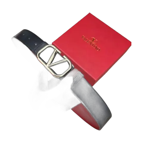 Valentino Belt - Black & Red VLogo