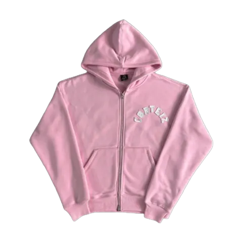 Corteiz pink zip up hoodie