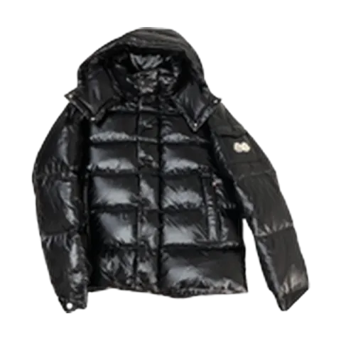 Moncler Quilted Jacket - Black Glossy Hooded