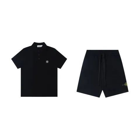 Stone Island Set - Black Polo & Shorts